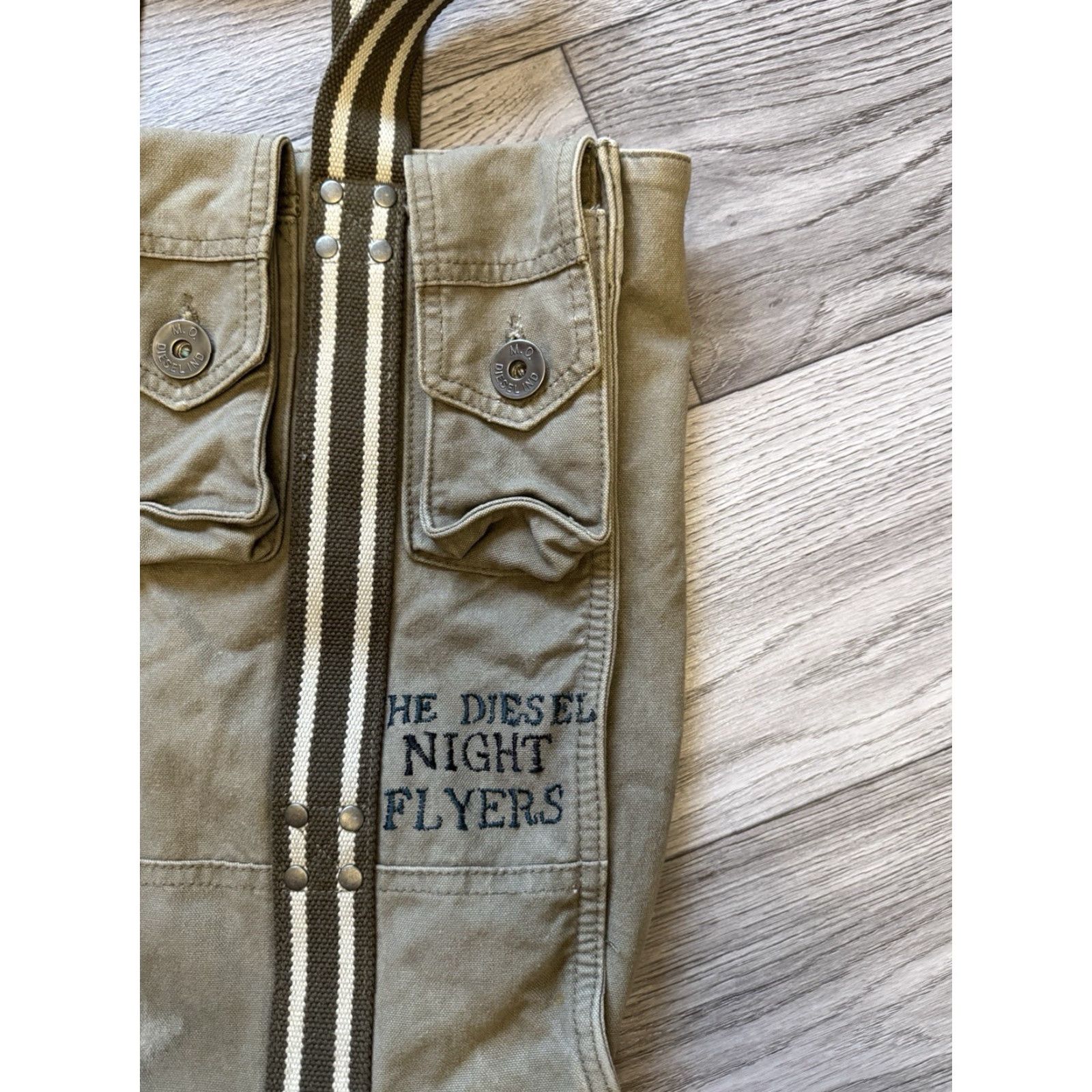 Diesel VINTAGE Diesel Khaki Green Army Flight Cargo Shoulder Bag Archive 2000’s Unisex Adults Bag Size ONE SIZE - 7 Thumbnail