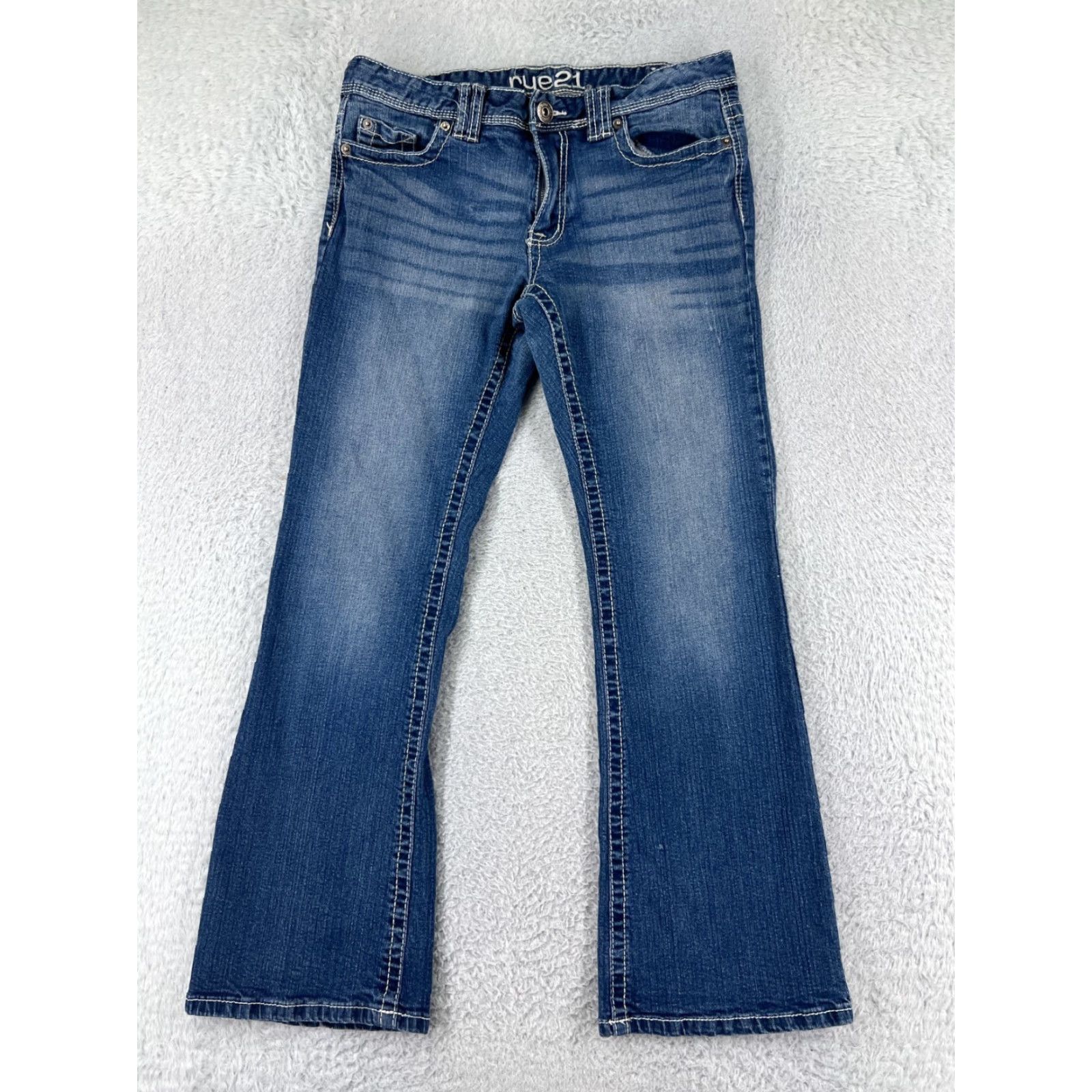 Vintage Rue21 Jeans Women 9 Blue Denim Bootcut Mid Rise Slim 5-Pocket Stretch Size 30" / US 8 / IT 44 - 2 Thumbnail