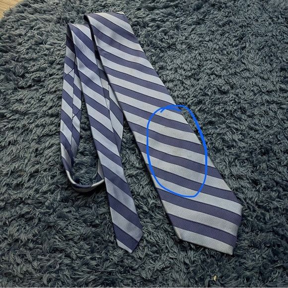 Perry Ellis Perry Ellis Portfolio Men 100% Silk Tie Striped Blue Size ONE SIZE - 3 Thumbnail