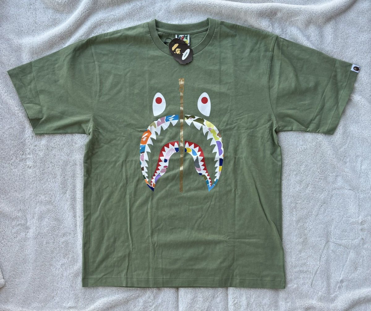 Bape Bape Olive Multi Camo Shark Tee Size US XL / EU 56 / 4 - 1 Preview