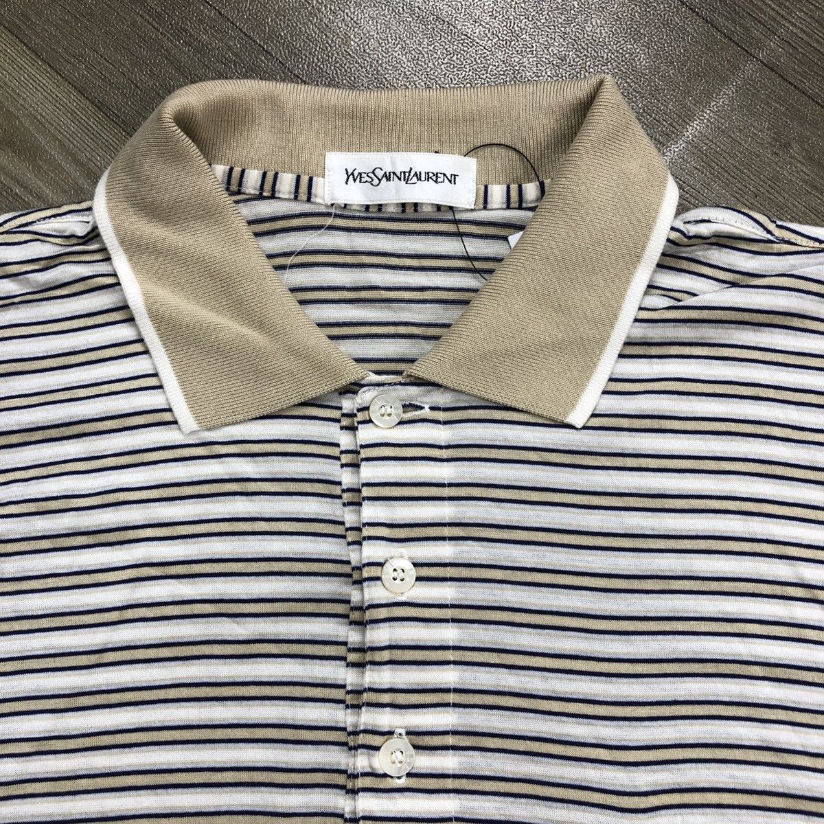 Luxury Yves Saint Laurent Pour Homme YSL Striped Polo Shirt