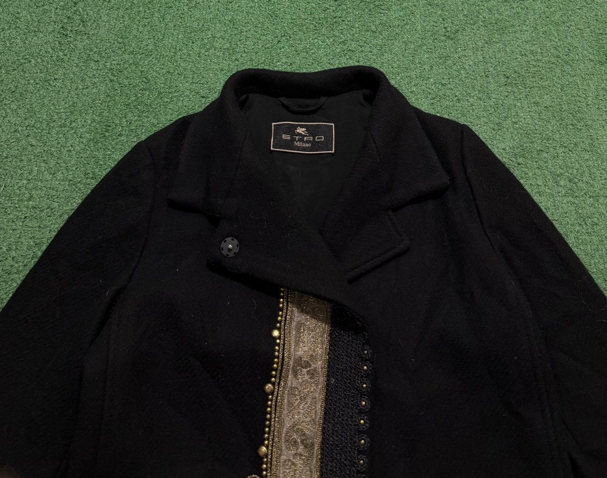 Etro Etro Milano Jacquard Wool Coat Black Rare Size S / US 4 / IT 40 - 7 Thumbnail