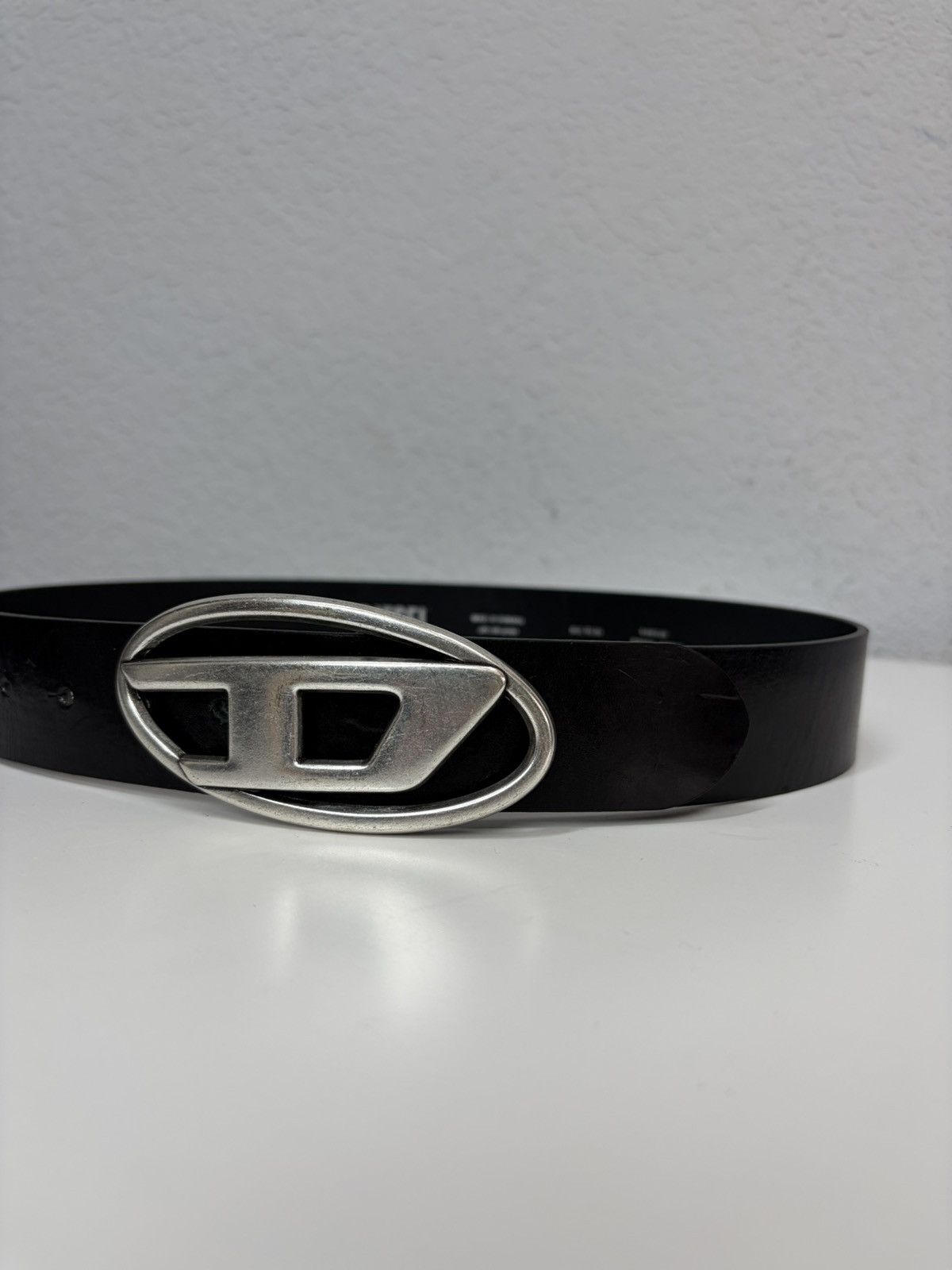 Diesel Vintage y2k Diesel Oval Logo Leather Belt Statement Buckl Size ONE SIZE - 9 Thumbnail