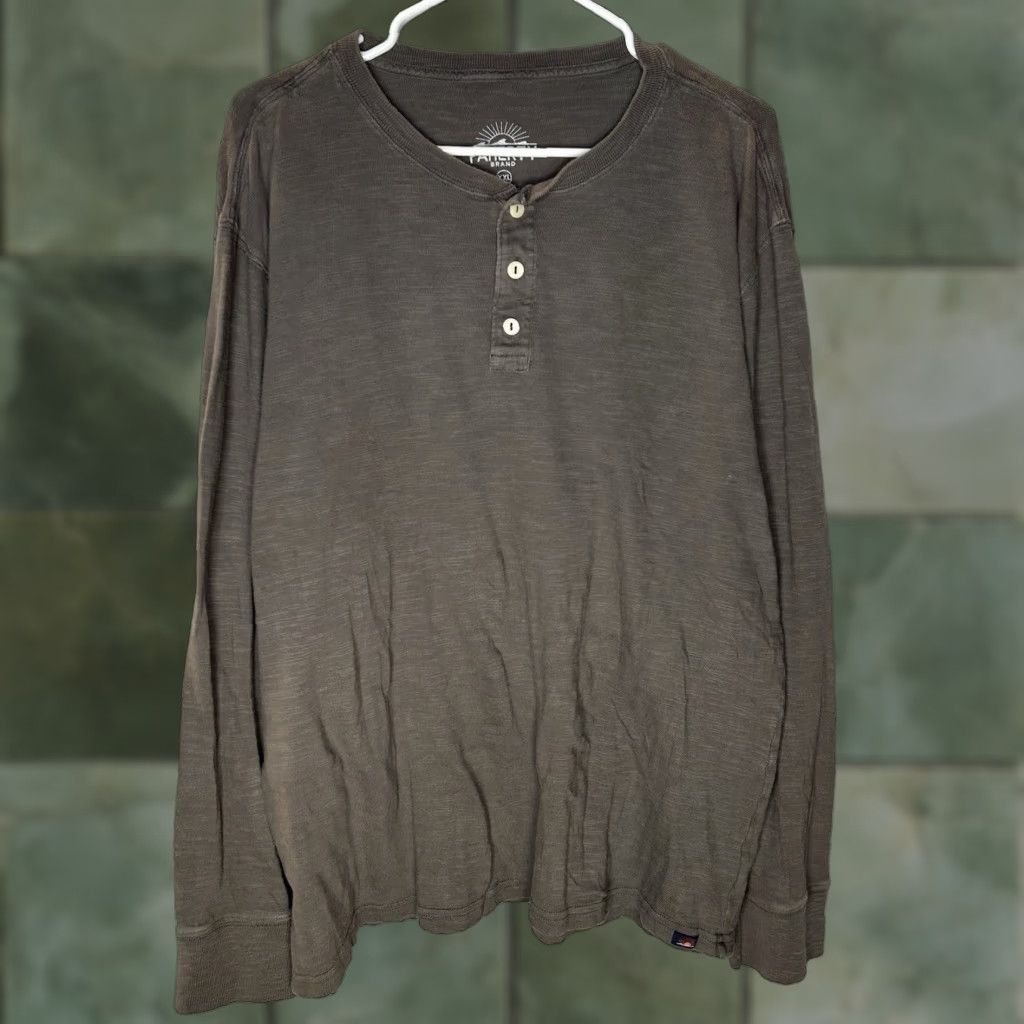Faherty Faherty Shirt Henley Long Sleeve Cotton Solid Brown Men’s XL Size US XL / EU 56 / 4 - 1 Thumbnail