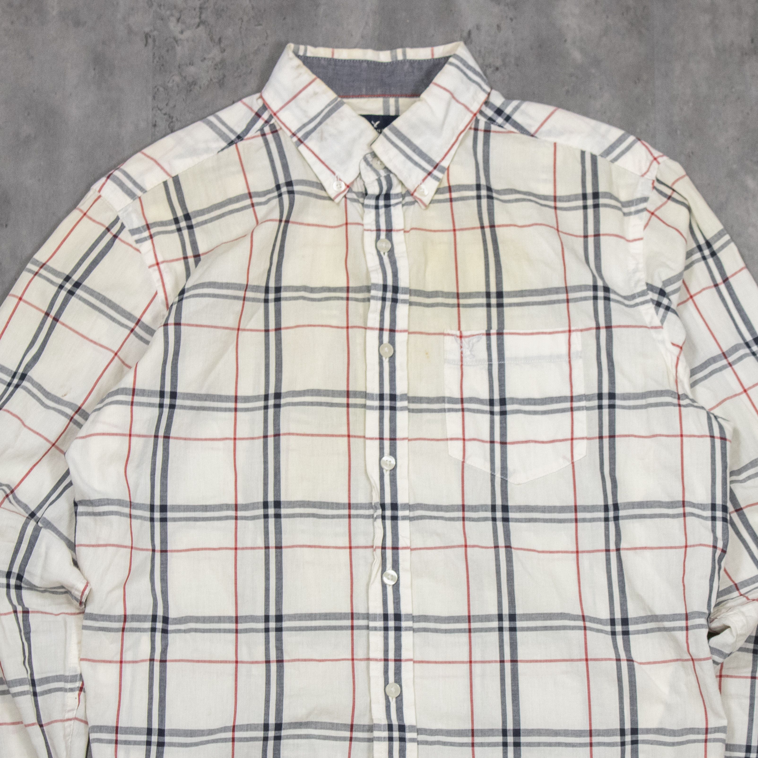 American Eagle Outfitters Y2K 00's American Eagle Nova Check White Button Up Shirt Size US M / EU 48-50 / 2 - 5 Thumbnail