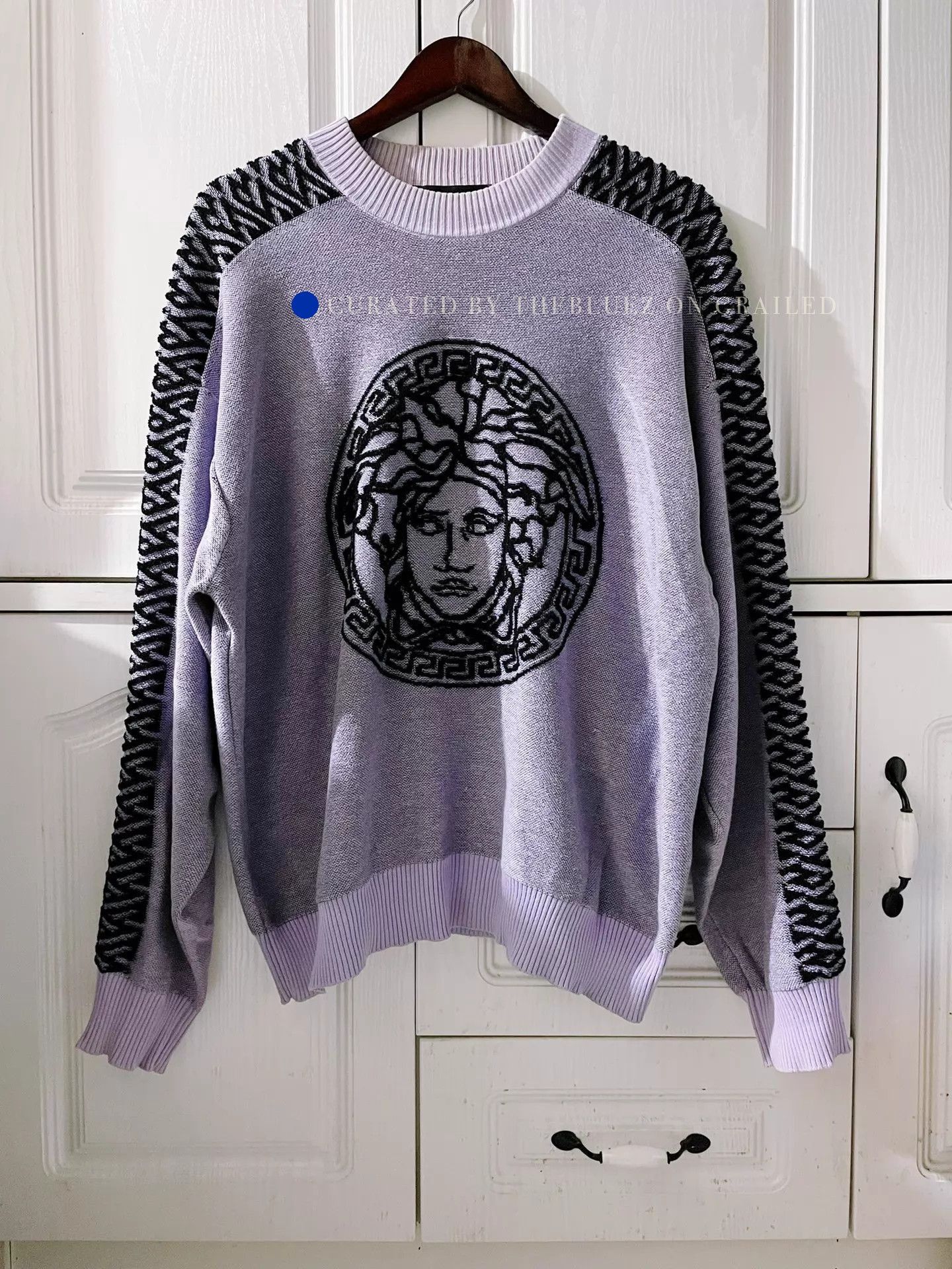 Versace Medusa-Embroidered Purple Knit Sweater Size US M / EU 48-50 / 2 - 1 Thumbnail