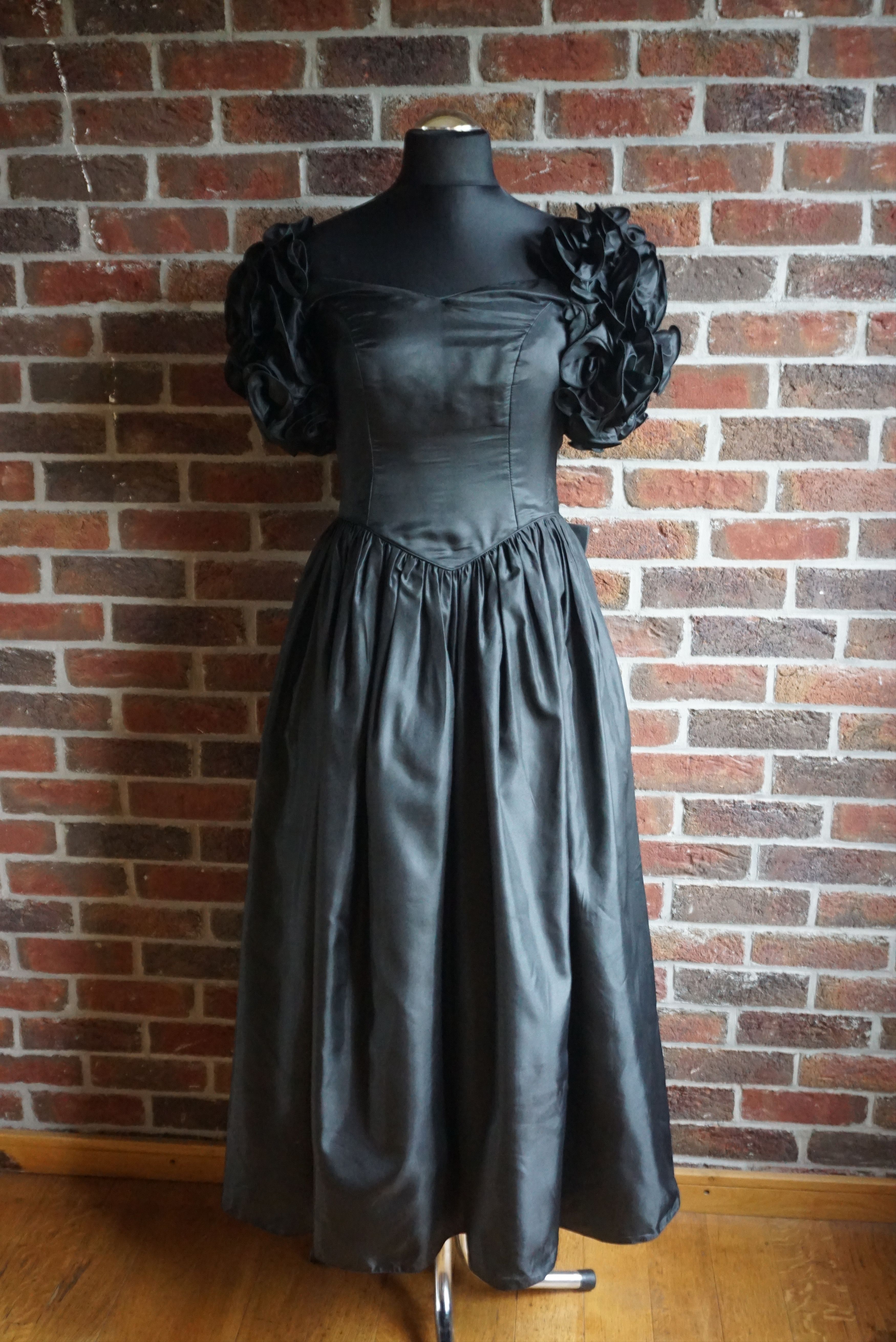 Vintage Vintage Ellis 80s long dress gown puff sleeves bow S Small Size M / US 6-8 / IT 42-44 - 8 Thumbnail