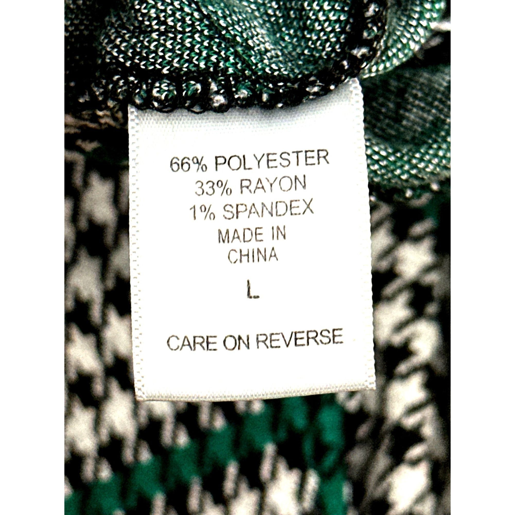 Other 7th Avenue Large Houndstooth Plaid Pants Green Black Stretch Size 35" - 9 Thumbnail
