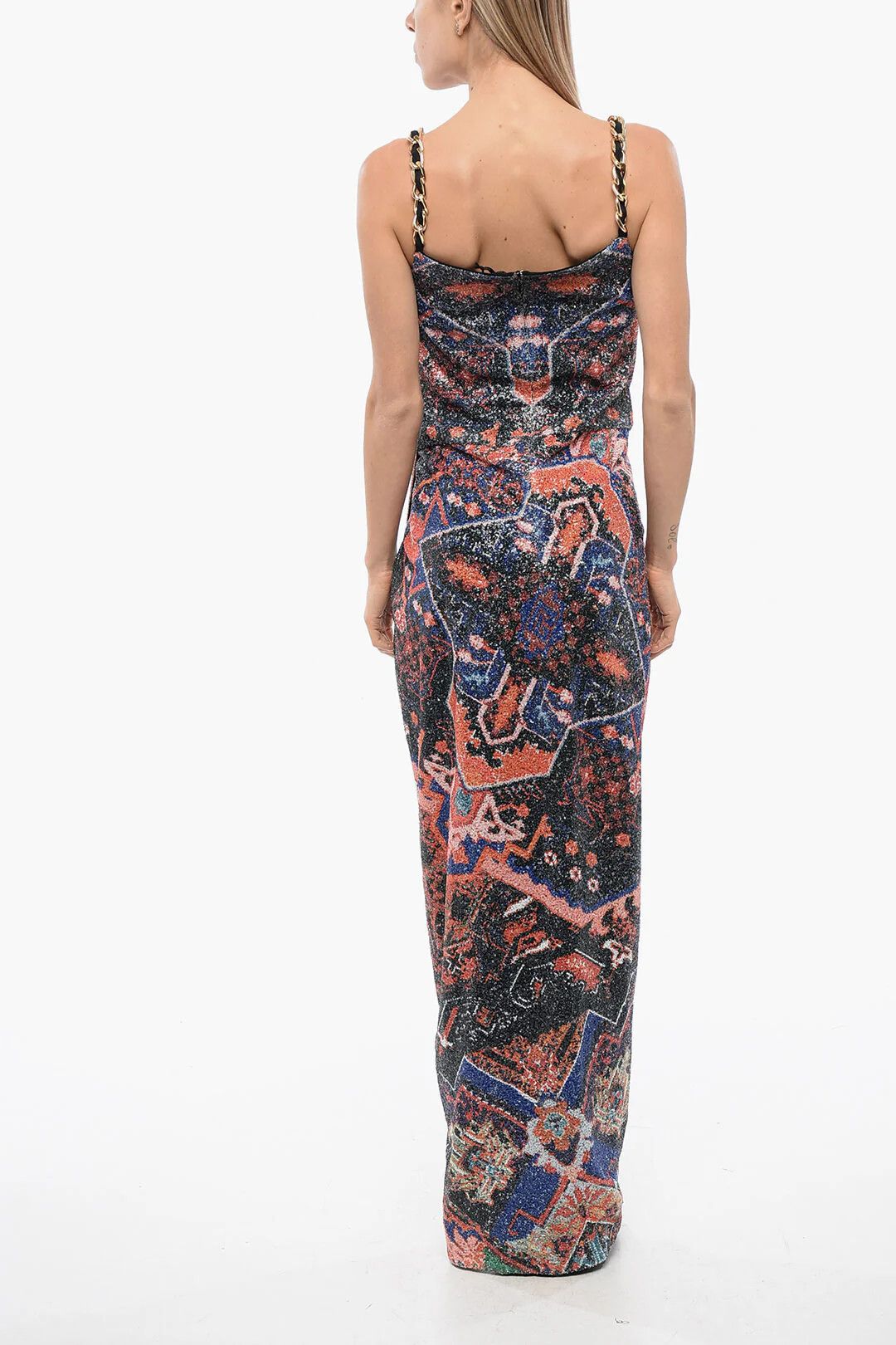Balmain og1mm0326 Sequin Maxi Dress in Orange Size XS / US 0-2 / IT 36-38 - 2 Thumbnail