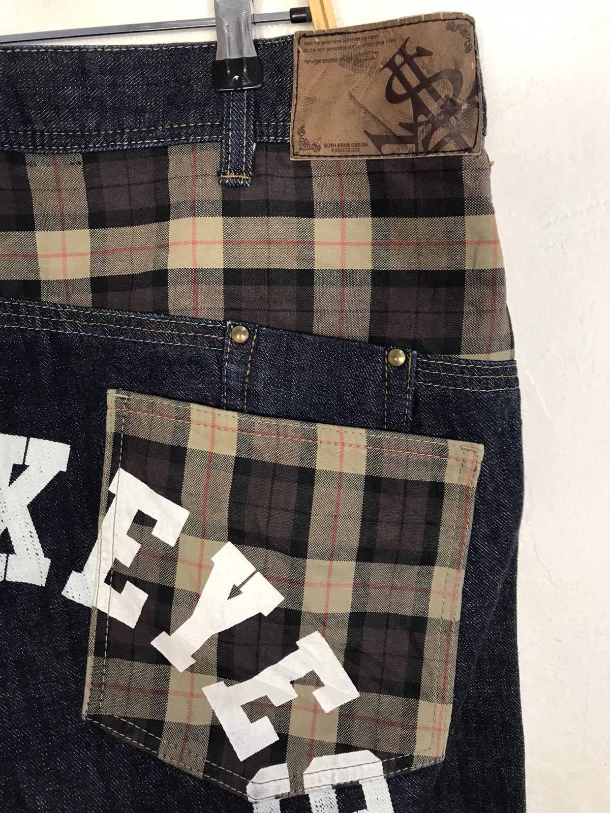 Japanese Brand New Generation Style Keyes Plaid Check Printed Denim Jean Size US 36 / EU 52 - 6 Thumbnail