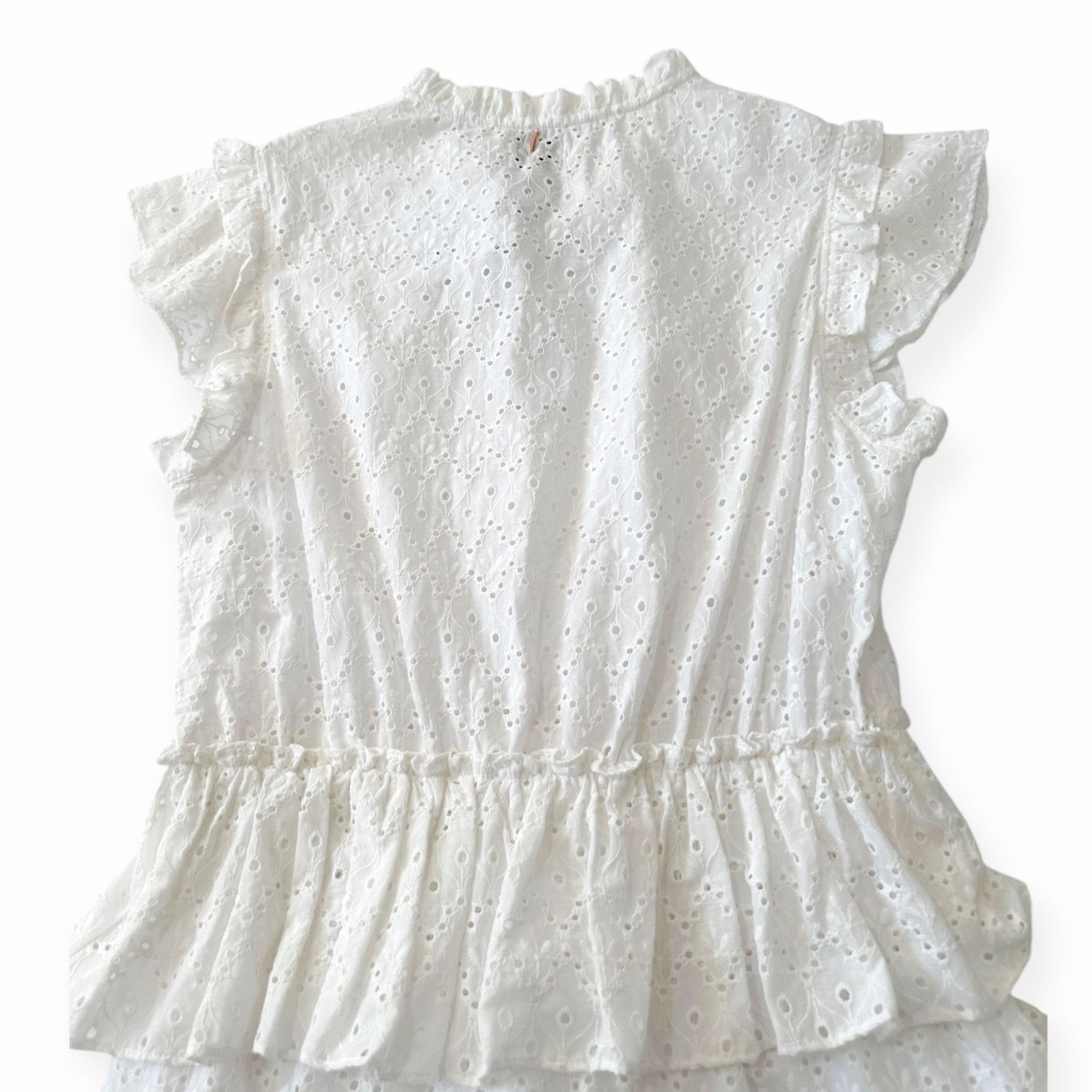 MISA Los Angeles MISA LOS ANGELES Iliana Tiered Eyelet Mini Dress , Size L, W Size L / US 10 / IT 46 - 8 Thumbnail