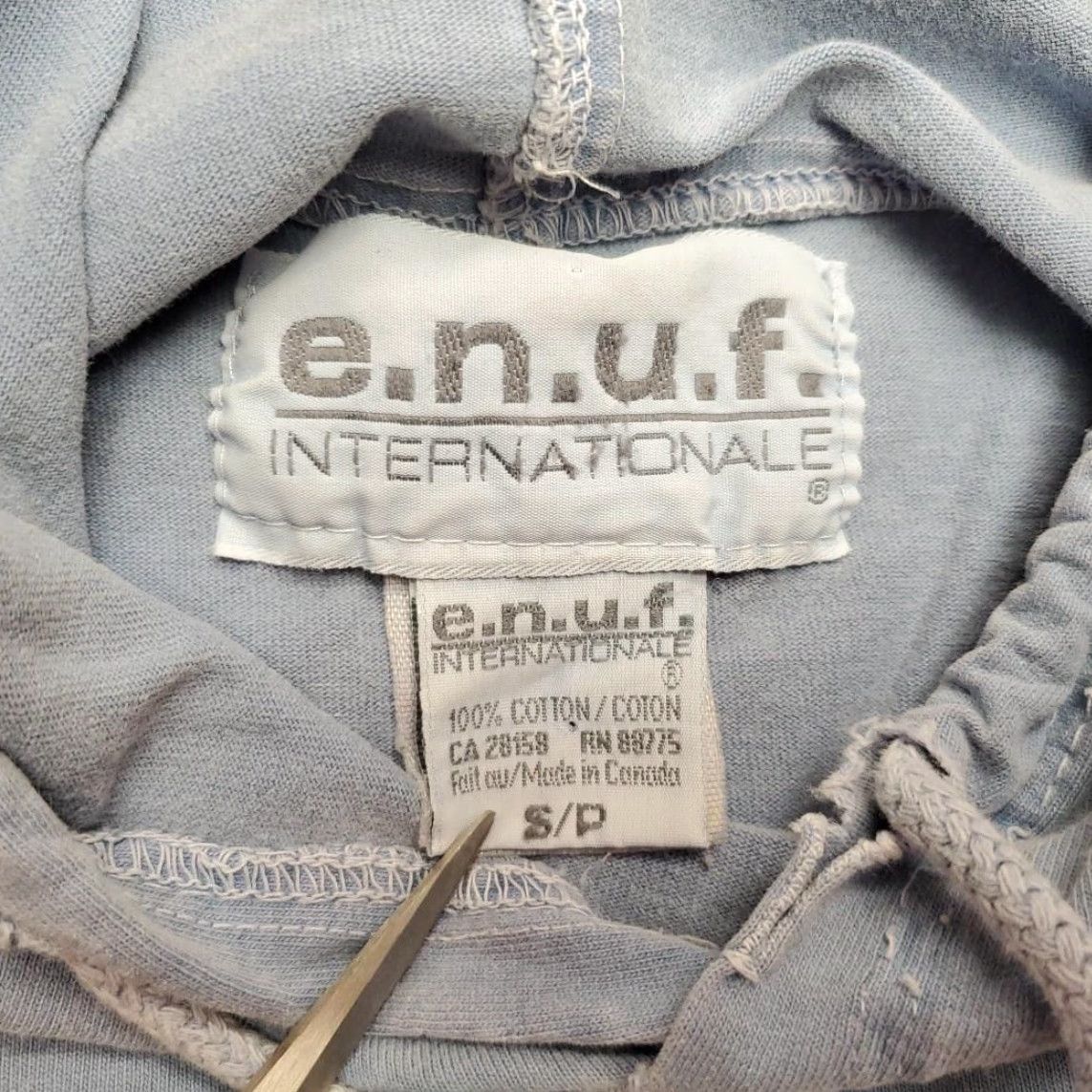 Vintage VINTAGE e.n.u.f. Internationale Shirt Mens S Hooded Pullover 90s Blue Short Sleeve Graphic Print Mens Size S / US 4 / IT 40 - 3 Thumbnail