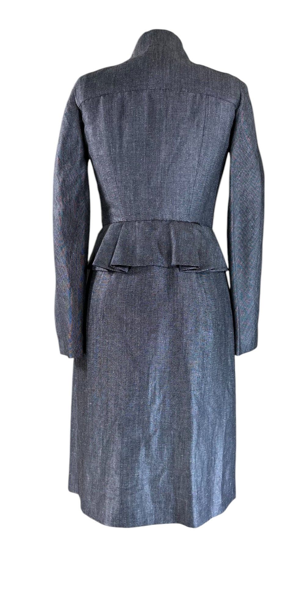 Valentino Grey Linen Suit Dress and Coat/Long Blazer Size XS / US 0-2 / IT 36-38 - 5 Thumbnail