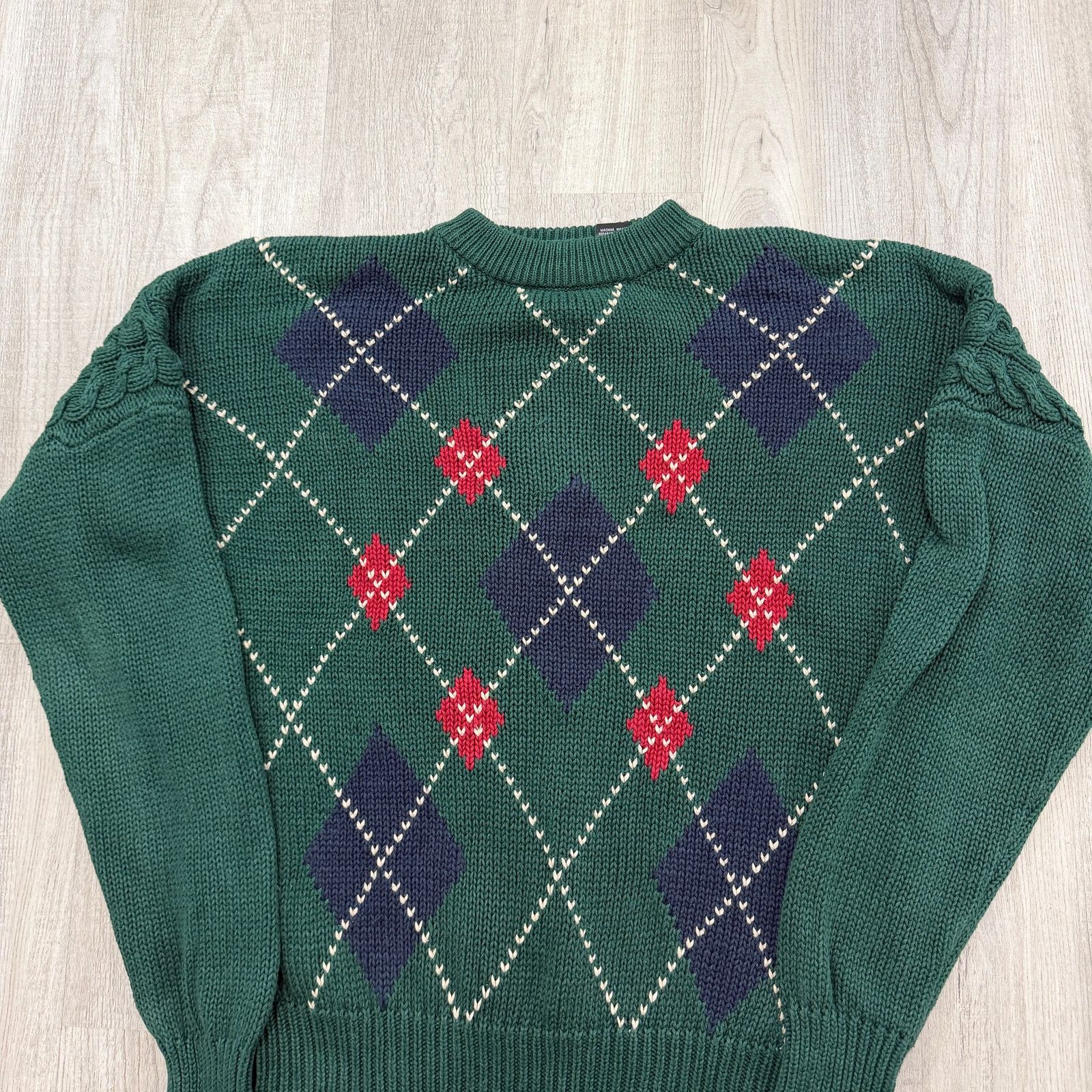 Vintage Vintage Structure Sweater Medium Green Argyle Geometric Size US M / EU 48-50 / 2 - 2 Thumbnail