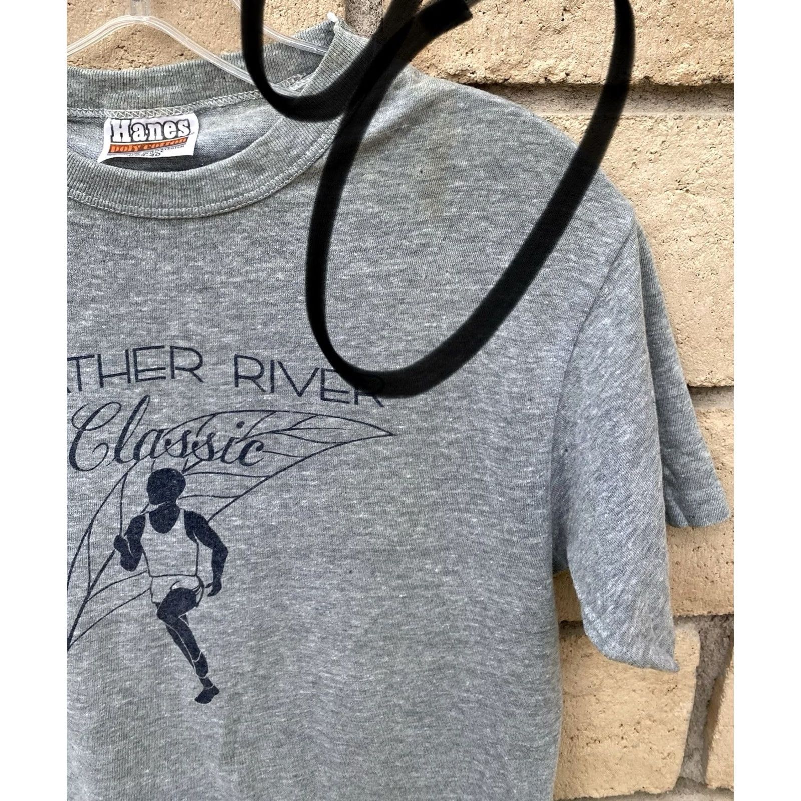Hanes VINTAGE Feather River Classic Runner T Shirt Hanes Poly Cotton Gray M Unisex Graphic Tee 70s 80s Size US M / EU 48-50 / 2 - 5 Thumbnail