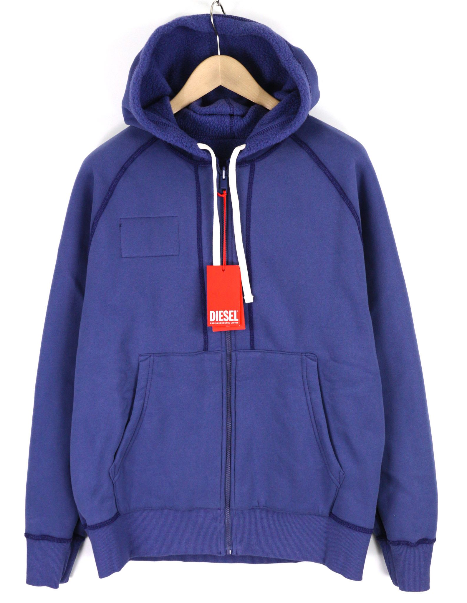 Diesel S-Rummes-Zip-Rev Men Hoodie M Blue Fleece 40111 Size US M / EU 48-50 / 2 - 4 Thumbnail