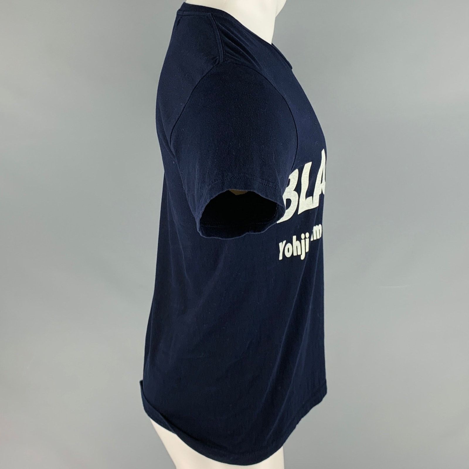 Yohji Yamamoto YOHJI YAMAMOTO Size M Navy White Logo Cotton T-shirt Size US M / EU 48-50 / 2 - 3 Thumbnail