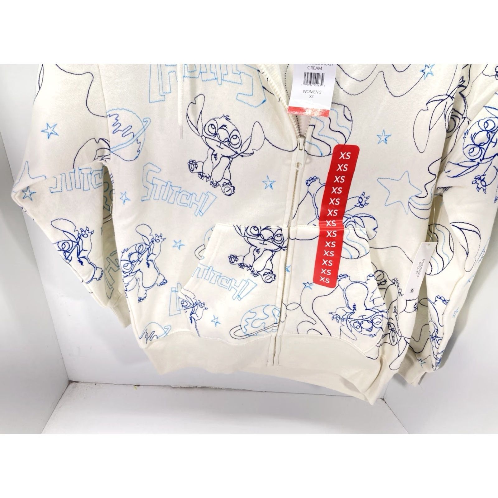 Disney Disney Stitch Hoodie Sweatshirt Women XS Ivory Full Zip AOP Embroidered NWT Size XS / US 0-2 / IT 36-38 - 3 Thumbnail