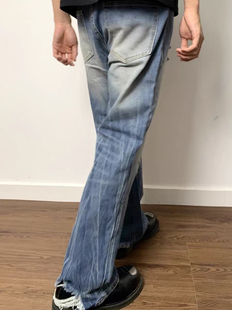 Japanese Brand × Jean Washed and distressed micro flare ripped baggy jeans Size US 32 / EU 48 - 4 Thumbnail