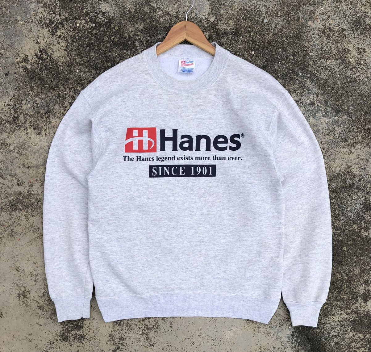 Vintage Vintage 90s Hanes Print Logo Sweatshirt Size US M / EU 48-50 / 2 - 1 Thumbnail