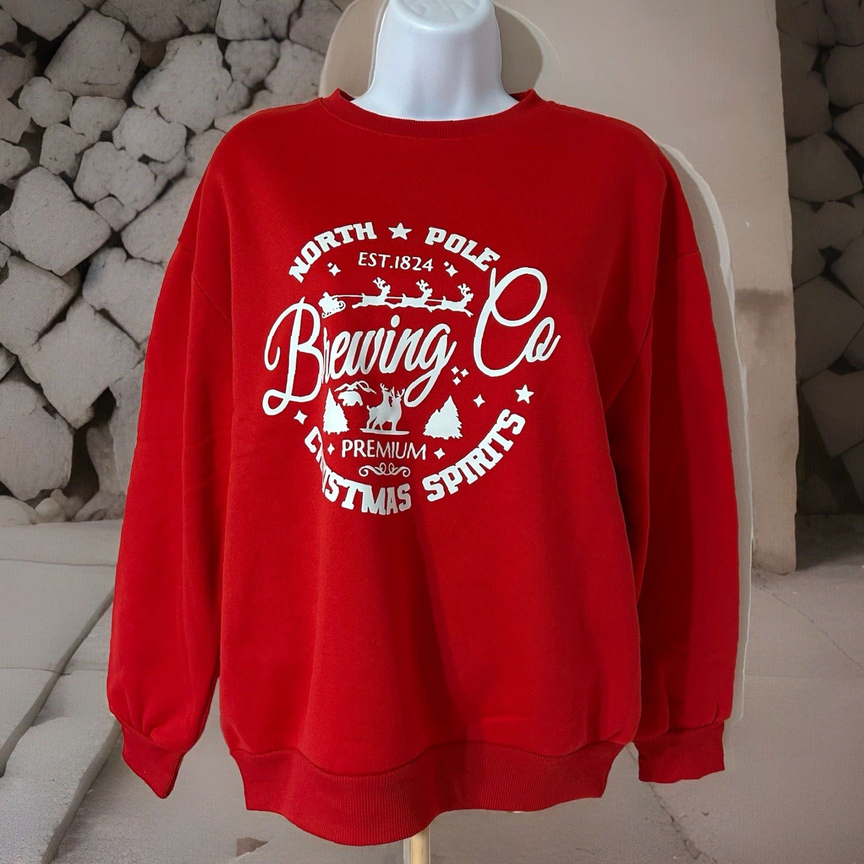 Shein SHEIN Red Christmas Sweater Crew Neck Women Small North Pole Brewing Pullover Knit Gift Holiday Pattern Christmas Womens Short Description NC Size S / US 4 / IT 40 - 4 Thumbnail