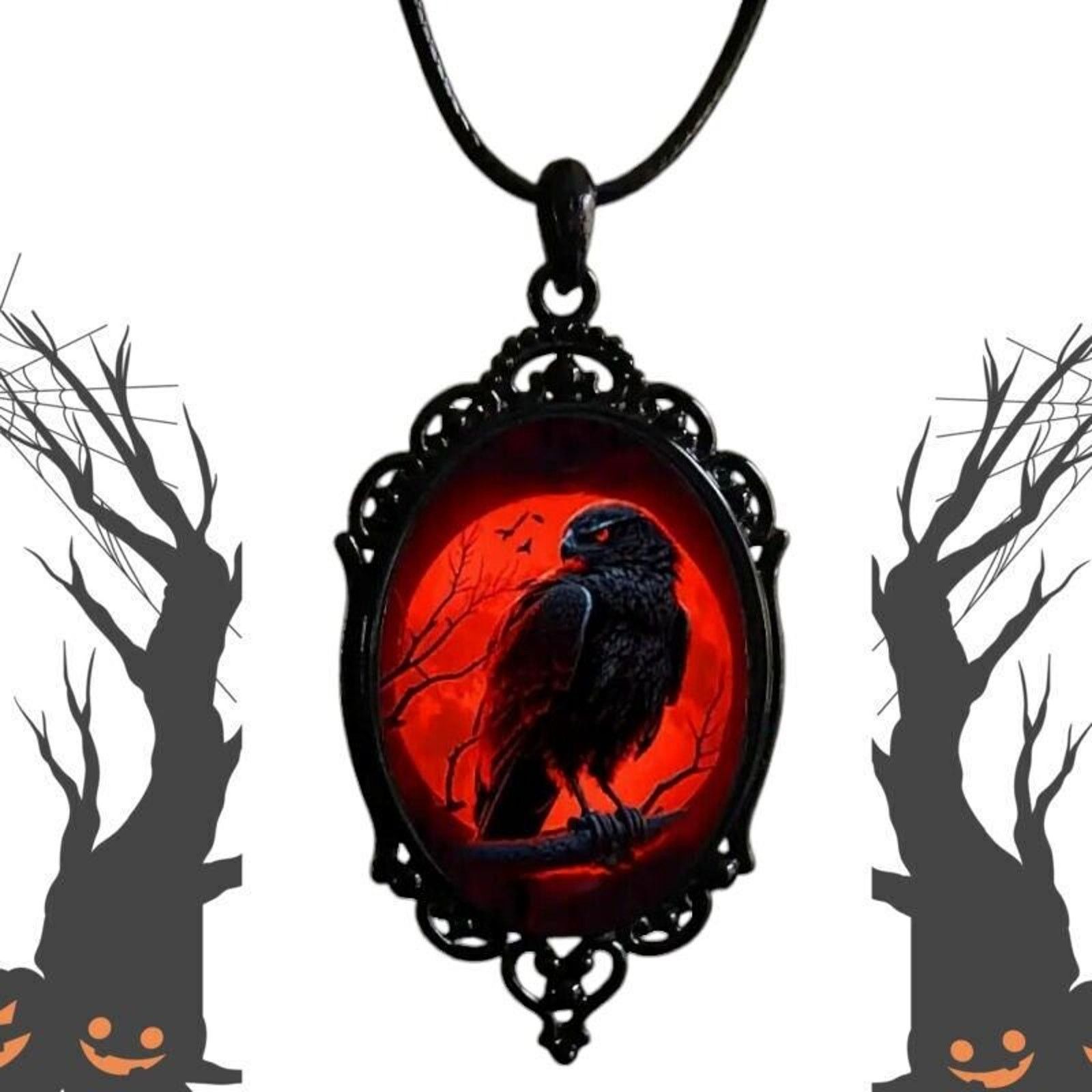 Other Gothic Halloween Retro Style Raven Design Pendant Necklace Size ONE SIZE - 5 Thumbnail
