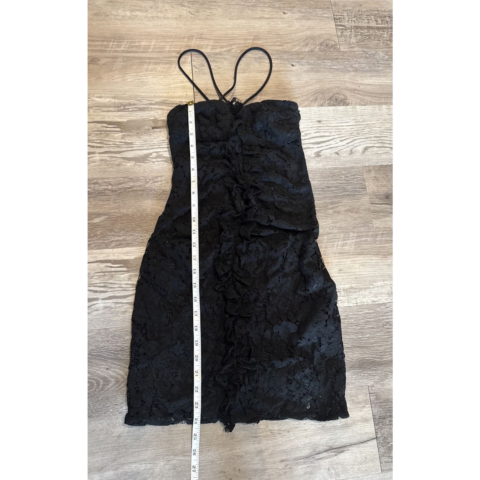 Zara Zara Womens Lace Mini Dress Draped XS Black Ruffled Floral Size XS / US 0-2 / IT 36-38 - 1 Thumbnail