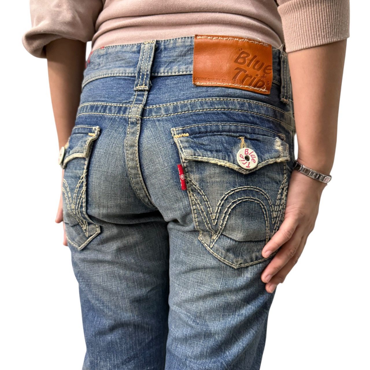 Edwin Vintage Edwin 511 Blue Trip Heavy Stitched Flared Jeans Size US 29 - 5 Thumbnail
