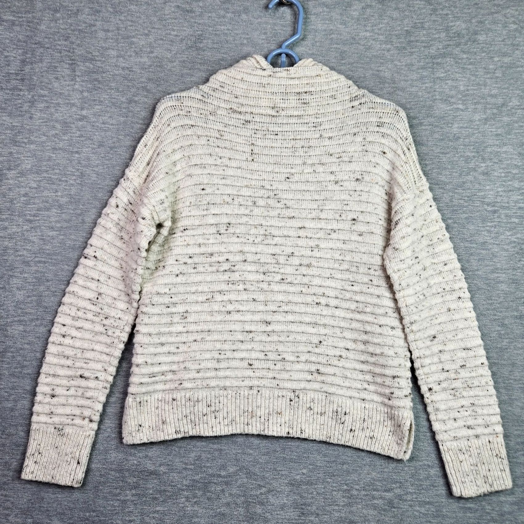 Madewell Madewell Women’s XS Cream Flecked Ribbed Knit Mock Neck Sweater Size XS / US 0-2 / IT 36-38 - 3 Thumbnail