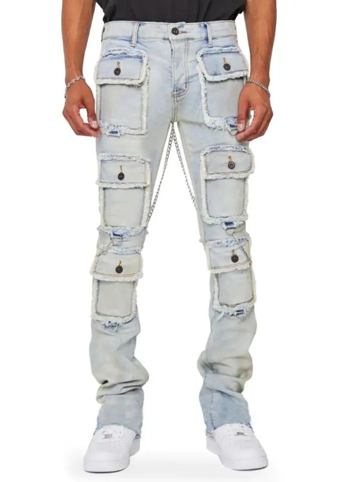 Japanese Brand × Vintage Heavy Industry Multi Pockets Design Denim Cargo Pants Size US 34 / EU 50 - 3 Thumbnail