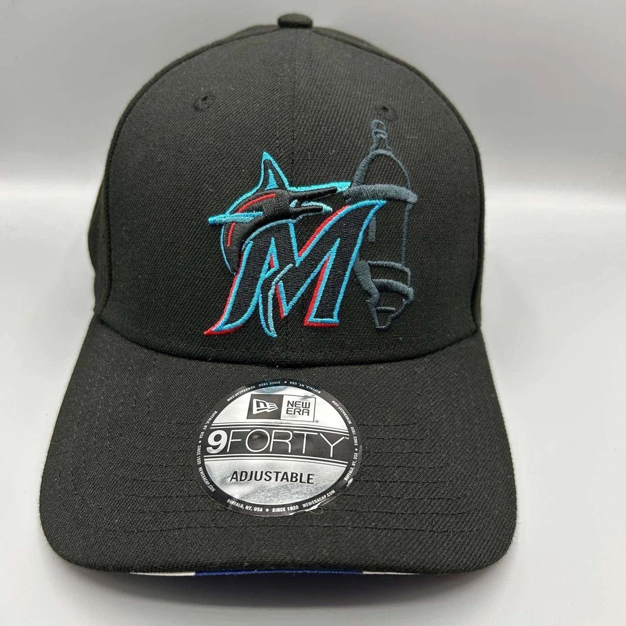 New Era Miami Marlins Hat Men Black Embroidered Snap Back Cap Size ONE SIZE - 1 Thumbnail
