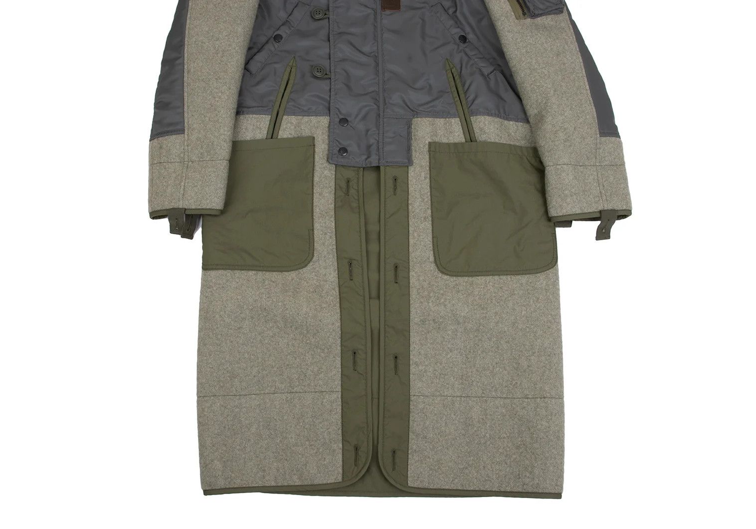 Junya Watanabe Military-Style Fur-Trimmed Hoodie Coat in Khaki Size S Size US S / EU 44-46 / 1 - 5 Thumbnail