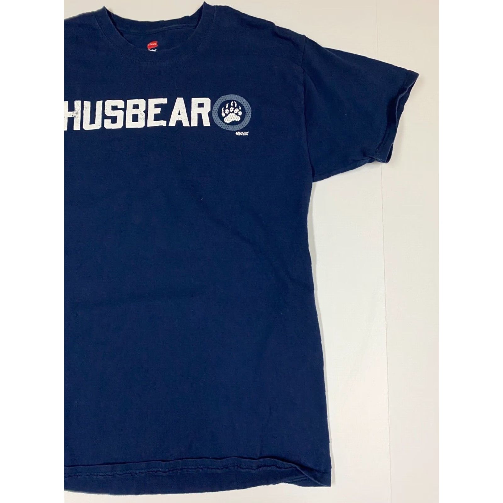 Hanes Hanes Husbear Mens T-Shirt Crew Neck Short Sleeve Blue Cotton Spandex Logo Regular L(#) Adult Men Size US L / EU 52-54 / 3 - 2 Thumbnail