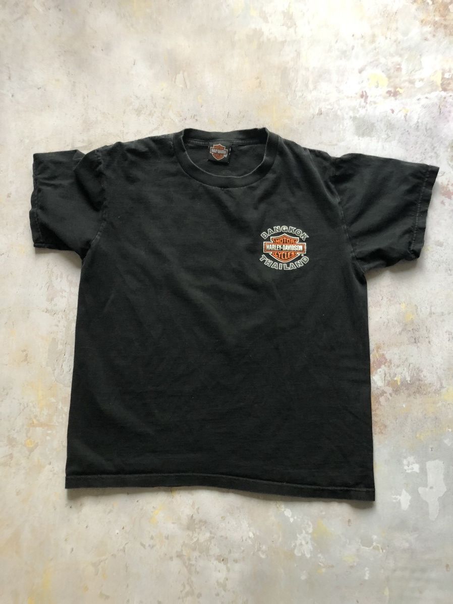 image of Vintage Harley Davidson Bangkok Thailand Tee in Black, Men's (Size Large)