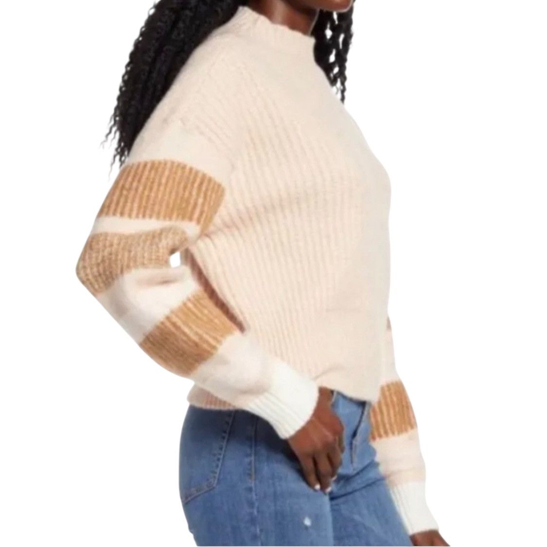 Topshop TopShop beige and tan slouchy striped sweater Size M / US 6-8 / IT 42-44 - 3 Thumbnail