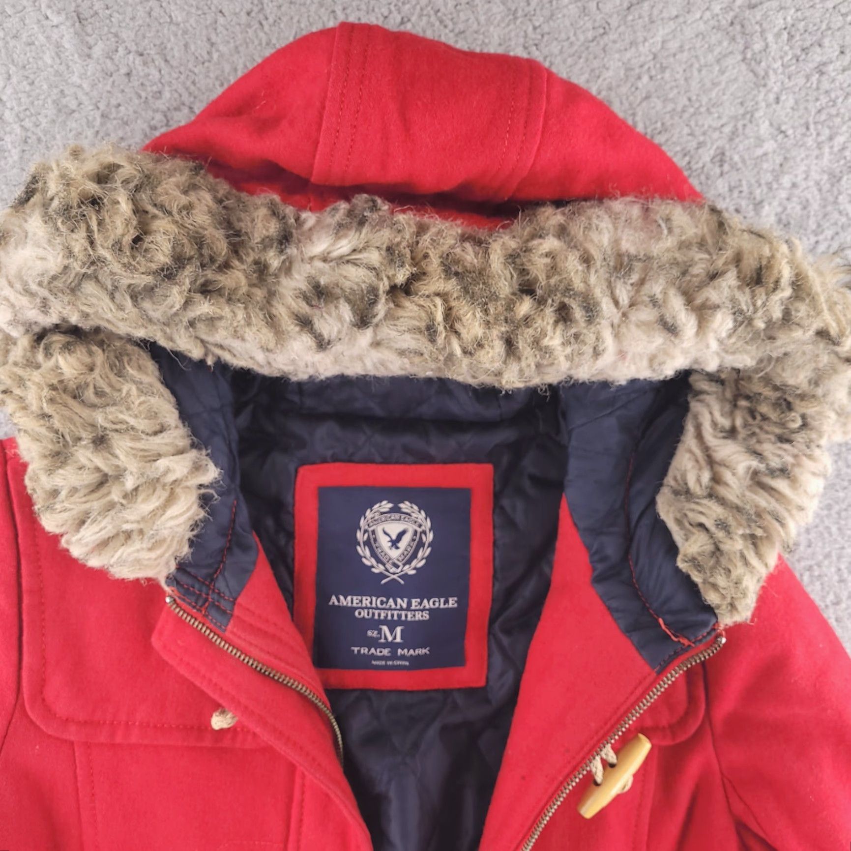 American Eagle Outfitters VINTAGE American Eagle Coat Womens Medium Red Wool Overcoat Long Quilted Size M / US 6-8 / IT 42-44 - 4 Thumbnail