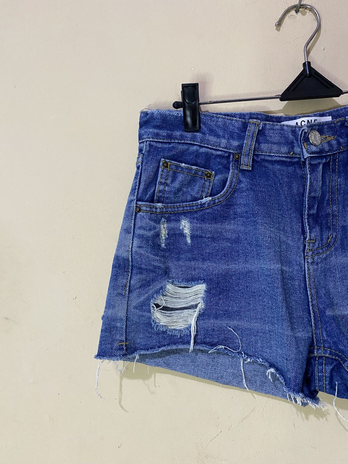 Acne Studios Bliss Merci Paw13 Distressed Short Denim