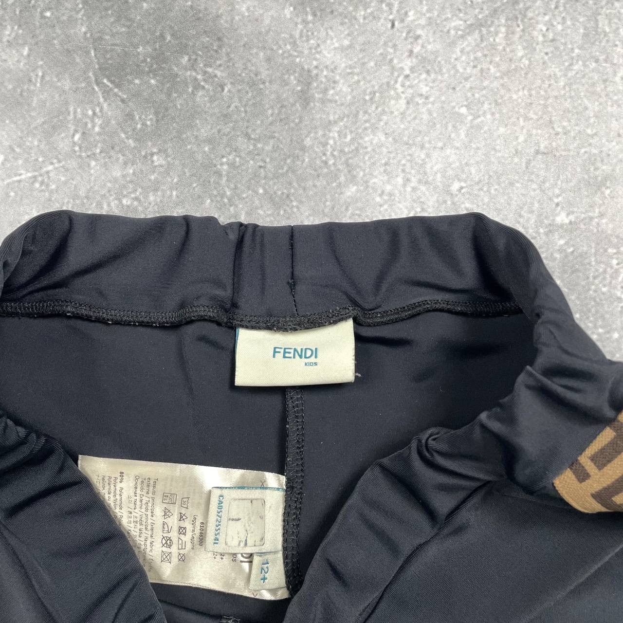 Fendi Fendi Kids Trim Leggings Logo Stripe Black 12+ Adult XS/S Size 26" / US 2 / IT 38 - 12 Thumbnail