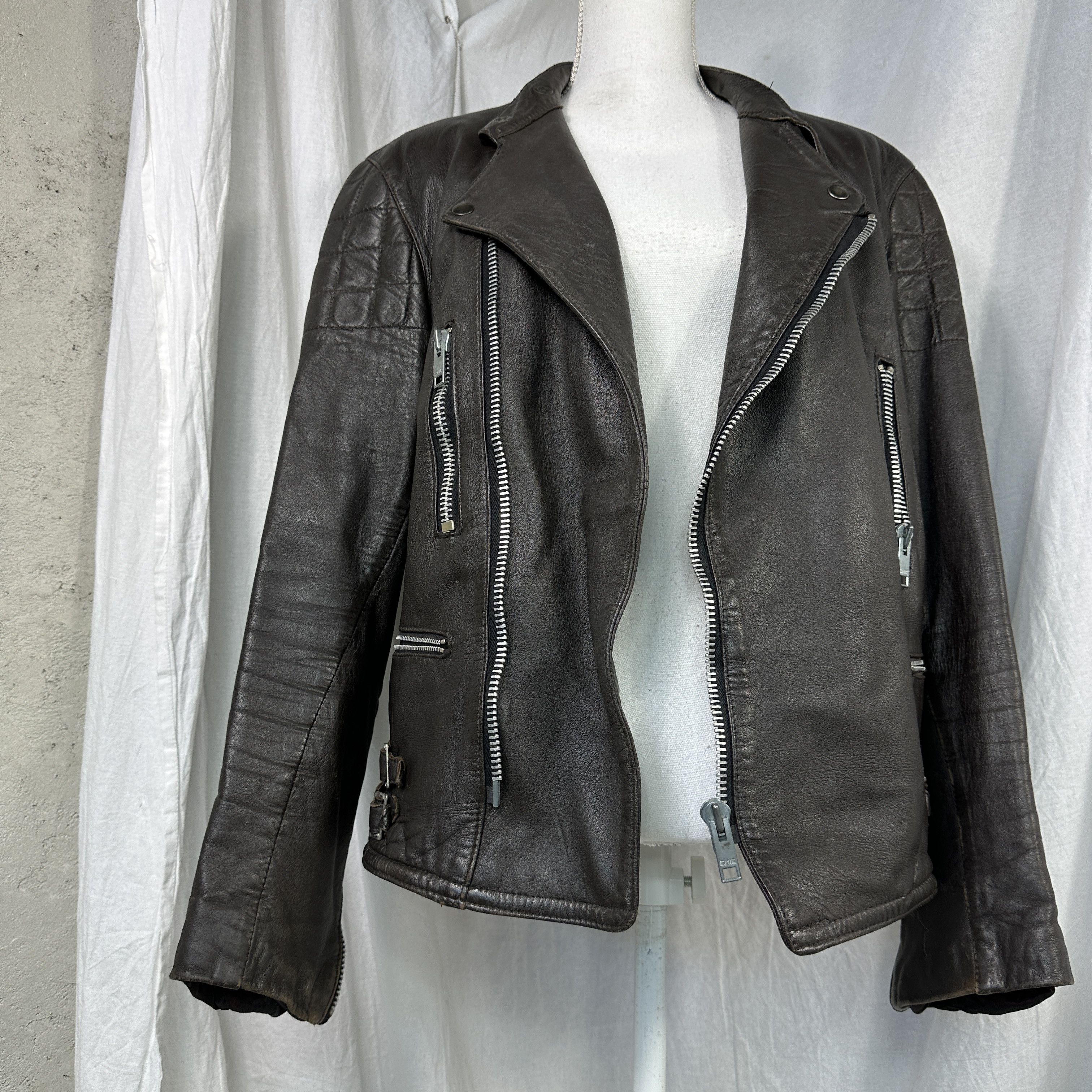 Genuine Leather × Vintage Rare Vintage 60s Moto Cuir Cafe Racer Leather Jacket Size US M / EU 48-50 / 2 - 11 Thumbnail