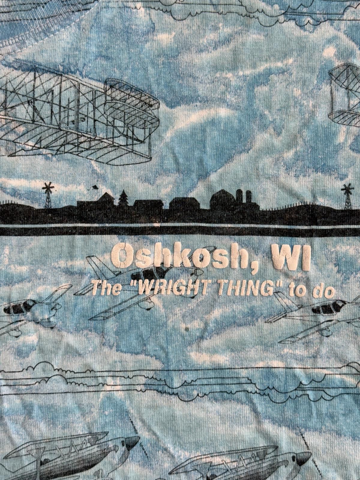 Gildan Vintage Oshkosh Wisconsin AOP T-shirt Wright Thing To Do XL Size US XL / EU 56 / 4 - 4 Thumbnail