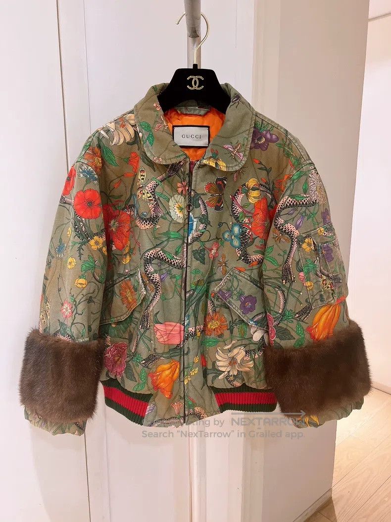 Gucci Gucci Mink-decorated floral snake-printed cotton clothes j Size M / US 6-8 / IT 42-44 - 1 Thumbnail