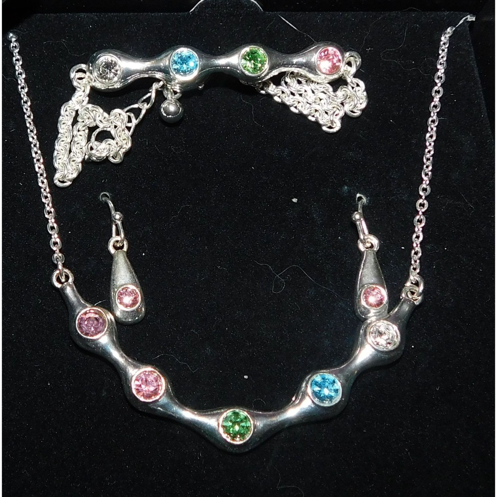 Other Rainbow Rhinestone Demi Parure (Necklace, Bracelet, Earrings Size ONE SIZE - 7 Thumbnail