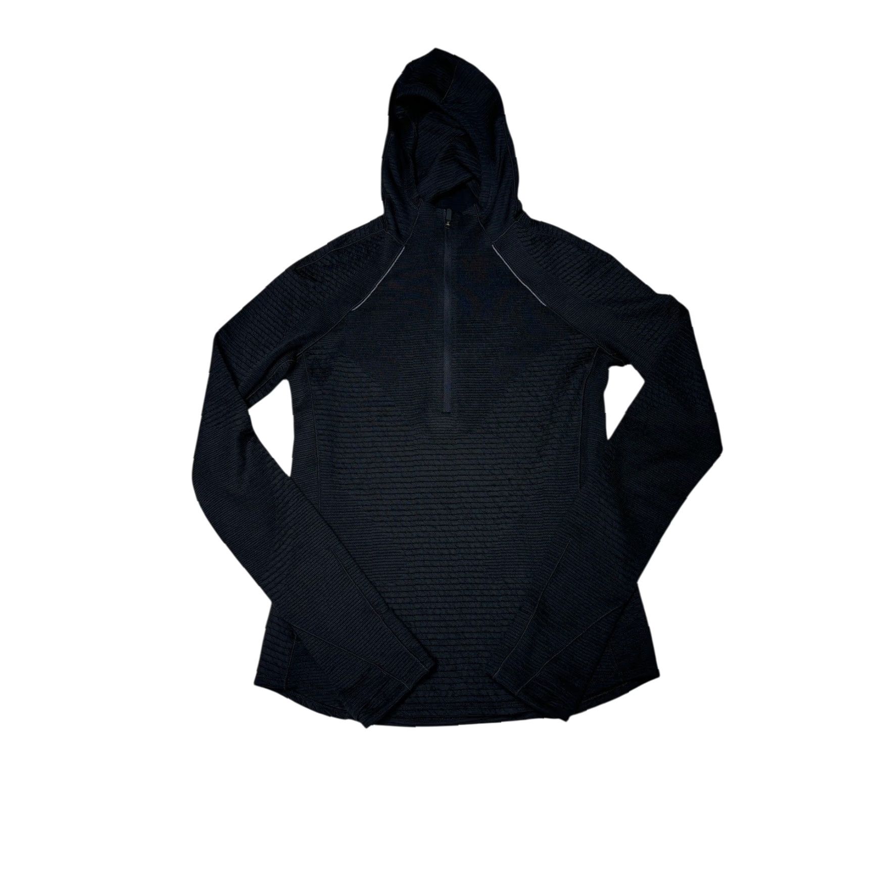 Lululemon Lululemon Hooded Pullover Jacket Women Size 4 Black Textured Reflective Lightweight Track Size S / US 4 / IT 40 - 2 Thumbnail