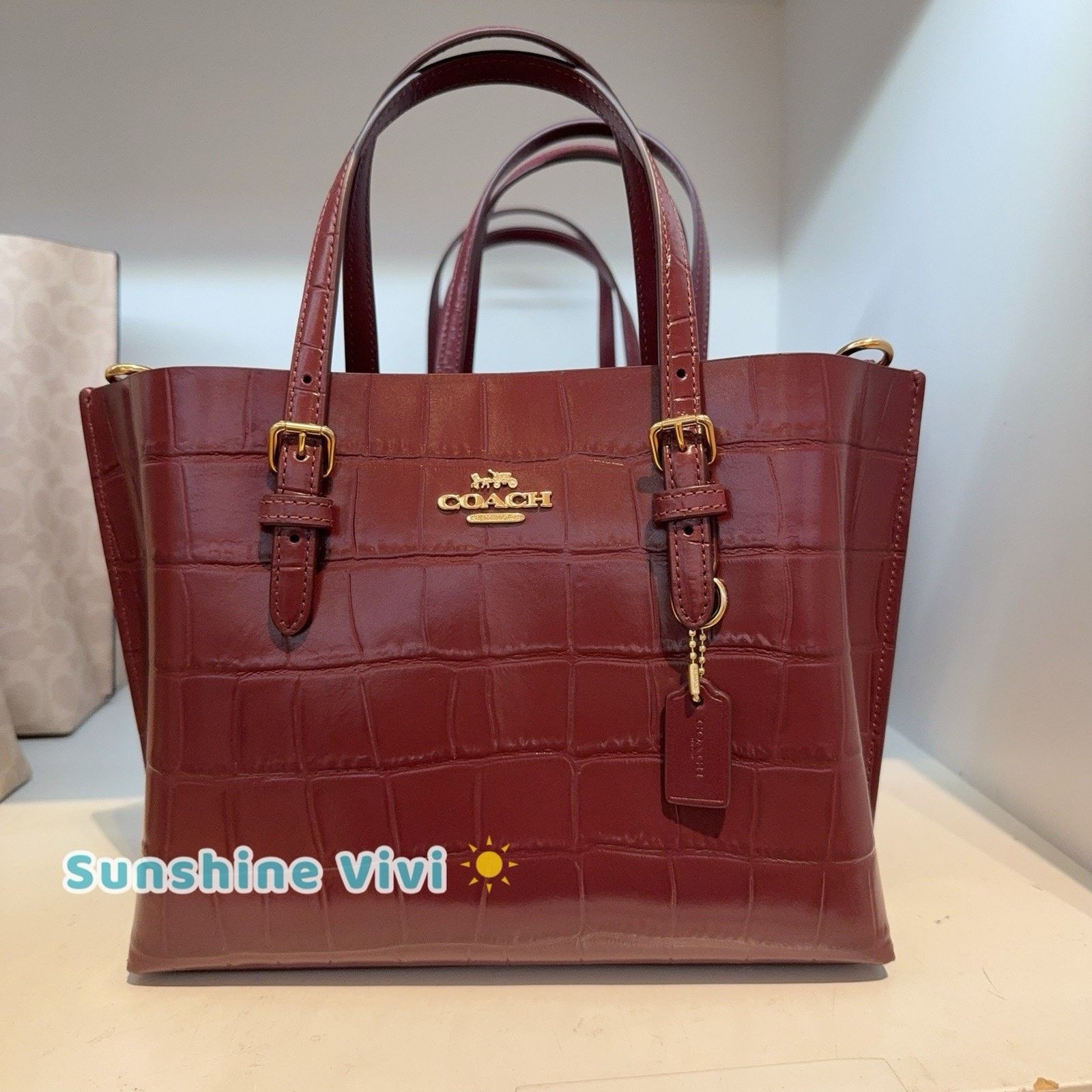 Coach NWT Coach Mollie Tote Bag 25 CW017 leather Dark Wine Size ONE SIZE - 1 Thumbnail