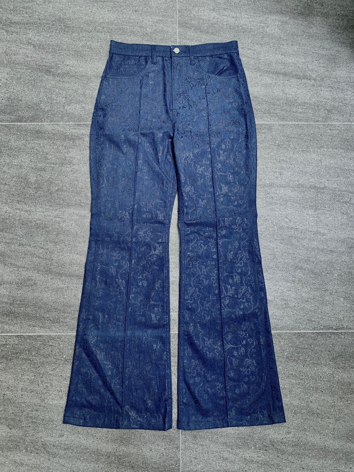 Designer × Handmade Textured Floral Flared Pants Size US 32 / EU 48 - 2 Thumbnail