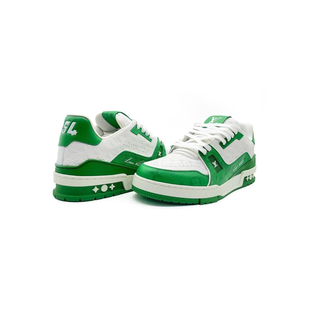 Louis Vuitton Louis Vuitton Trainer #54 Signature White & Green Sneakers Size US 9 / IT 39 - 3 Thumbnail