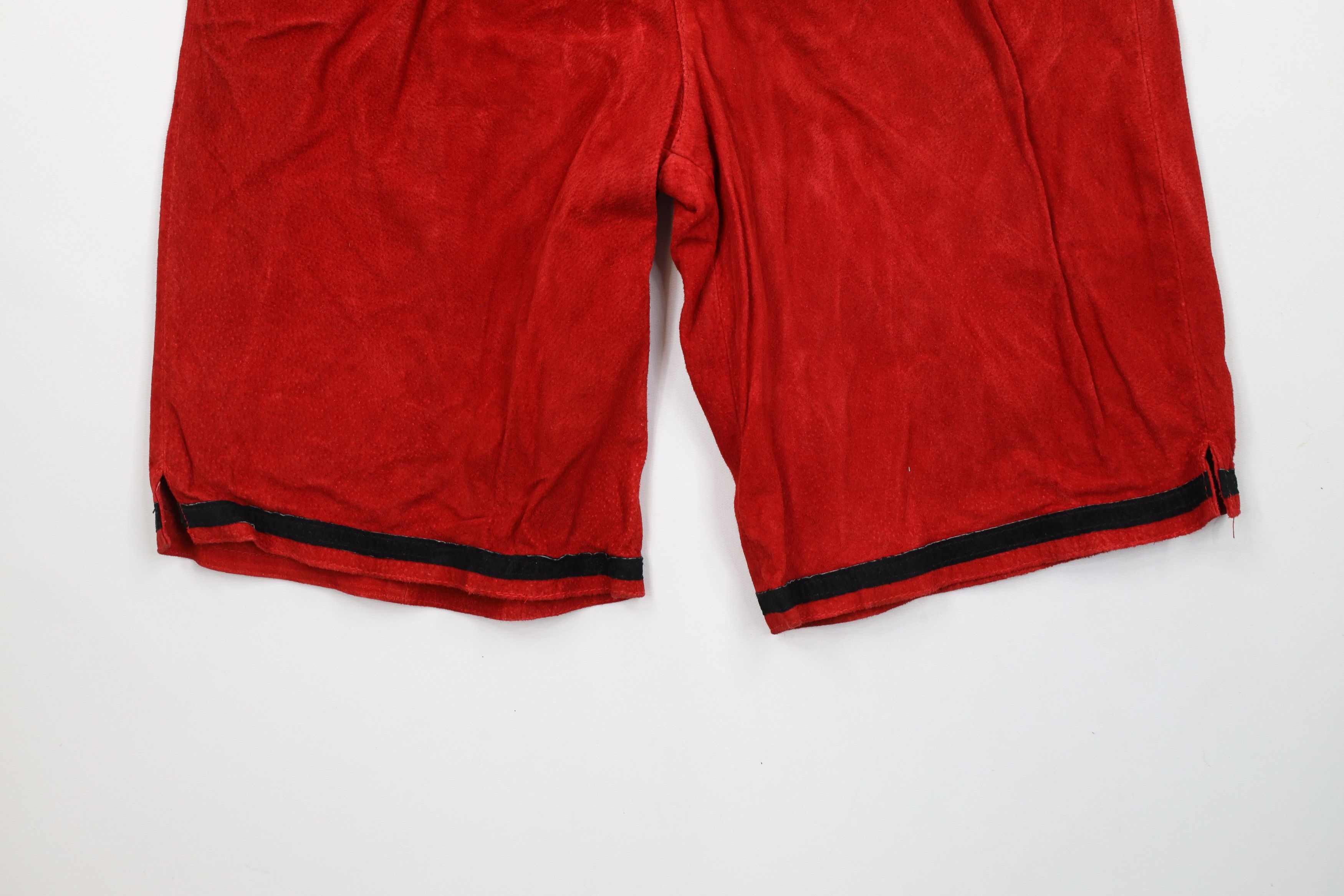 Deadstock Vintage 90s Streetwear Suede Leather Shorts Suit