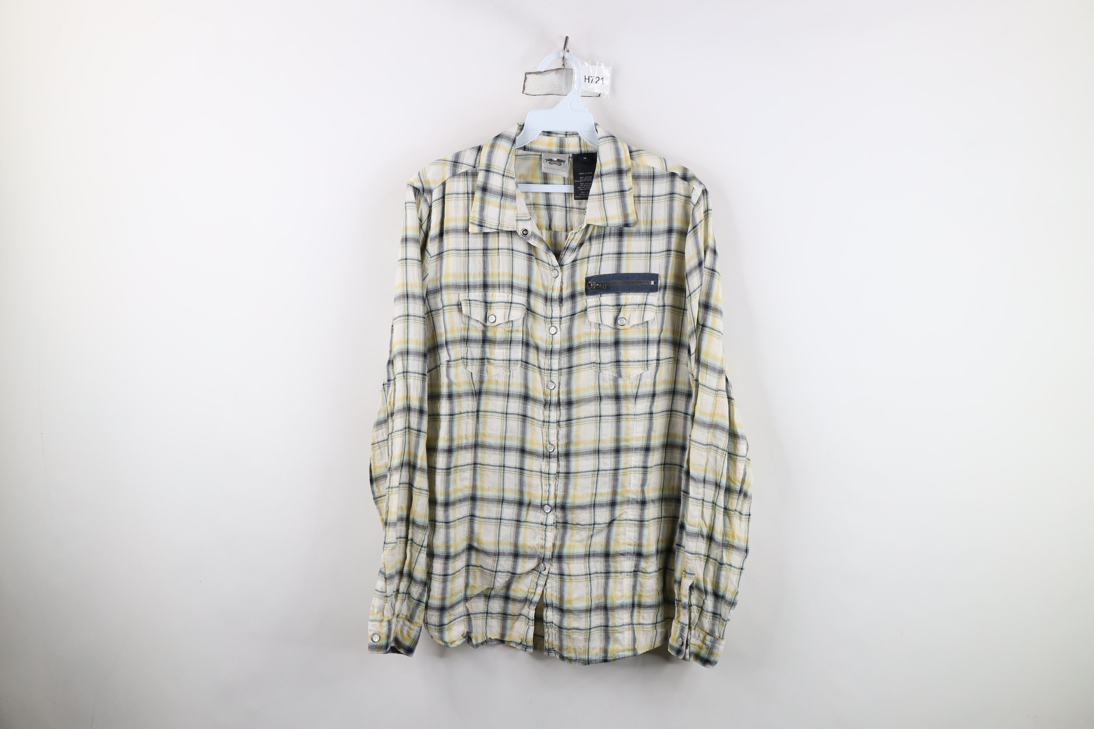 Harley Davidson Vintage Harley Davidson Gauzy Cotton Snap Button Shirt Size US M / EU 48-50 / 2 - 1 Thumbnail