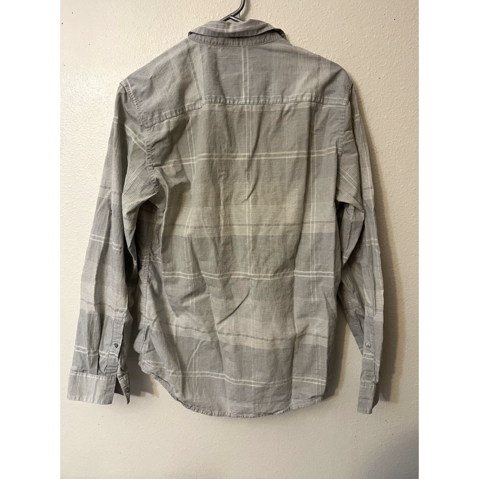 Calvin Klein Calvin Klein Mens Button-Up Shirt L/S Shirt Classic Fit Gray Plaid Busy Casual Office Slim M Size US M / EU 48-50 / 2 - 2 Thumbnail
