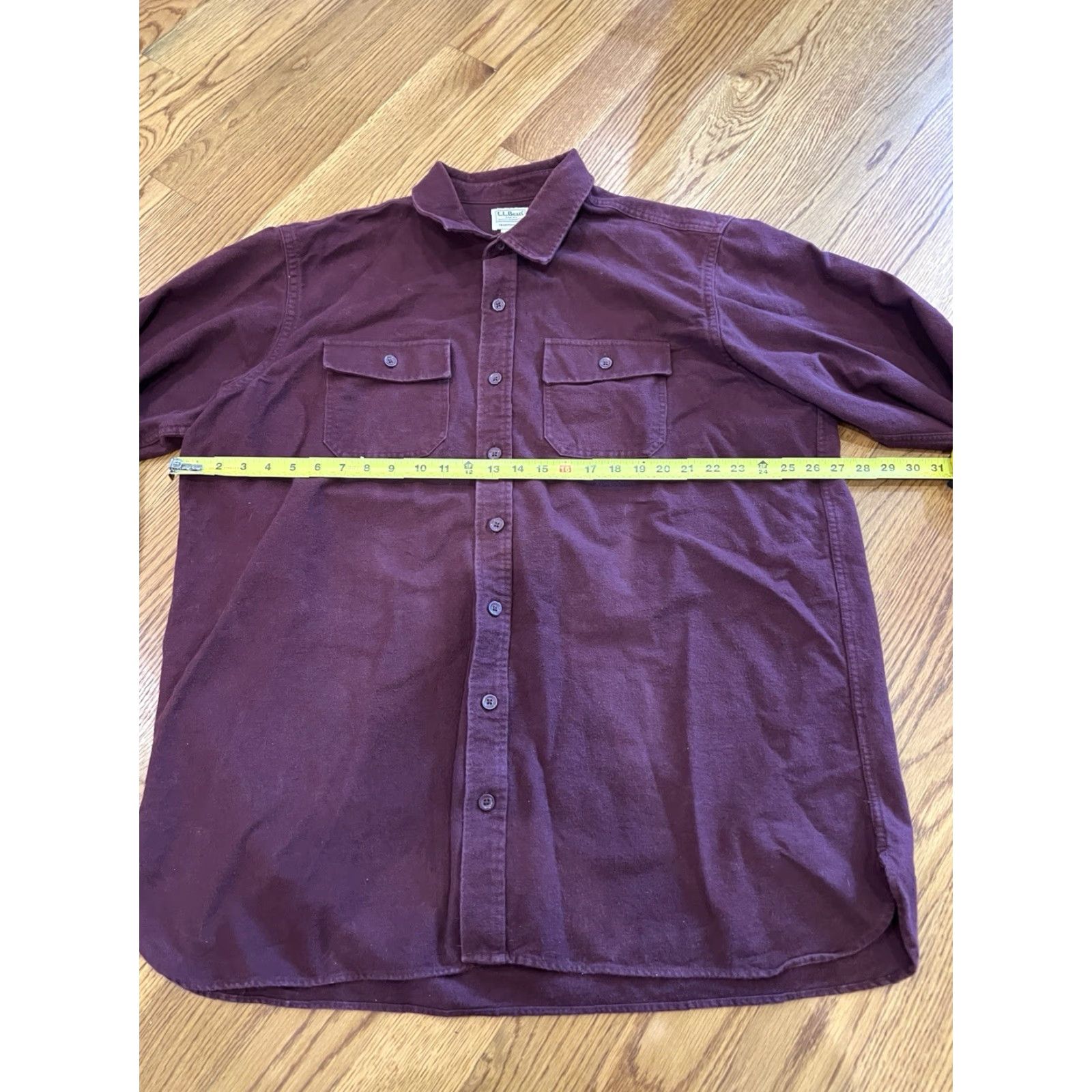 Vintage LL Bean Chamois Cloth Shirt Mens 2XLT Maroon Flannel Long Sleeve Button-Up Regular Fit USA Theme Casual Workwear Weatherproof Size US XXL / EU 58 / 5 - 5 Thumbnail